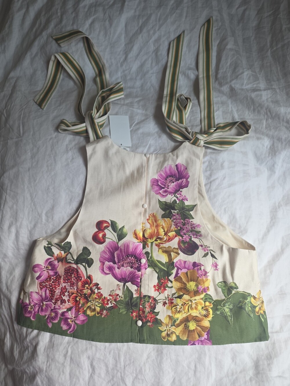 H&M Tie-strap Floral Cropped Top Green_floral Bnwt - Picture 10 of 10